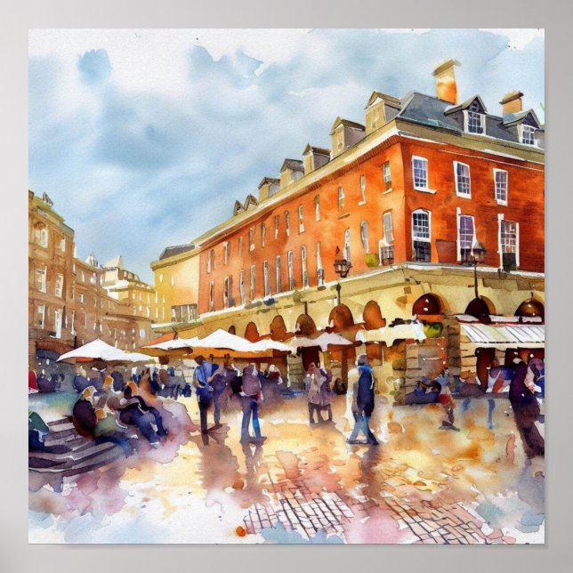Poster Londres - Covent Garden Piazza, (A), Aquarelle (Devant)