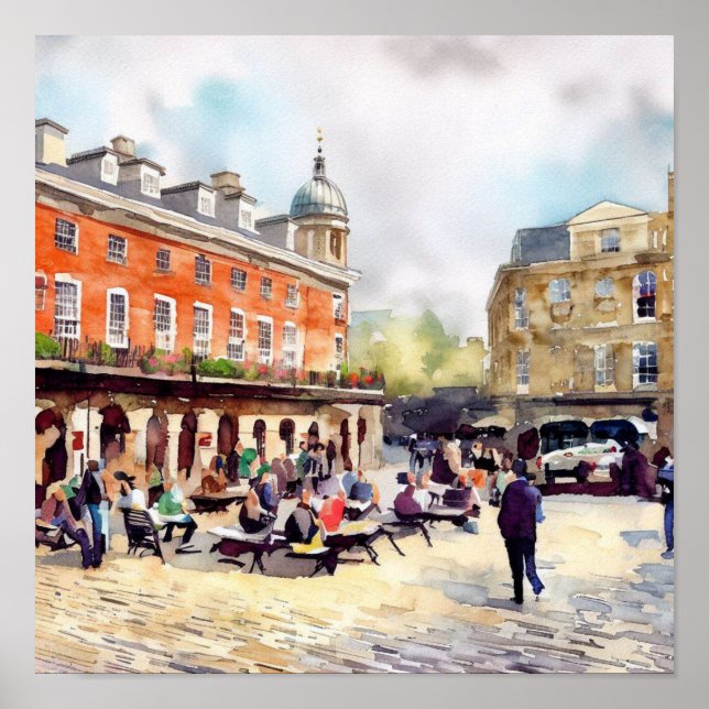 Poster Londres - Covent Garden Piazza, (B), Aquarelle (Devant)