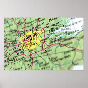 Poster Londres, England Street Map