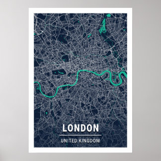 Poster Londres - Royaume-Uni Blue Dark City Carte