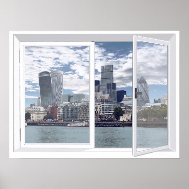 Poster Londres Skyline City View Faux Window (Devant)