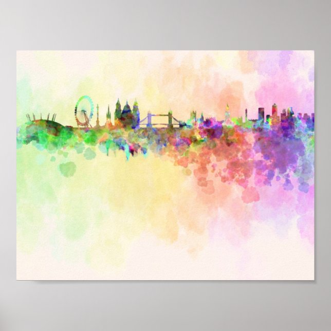 Poster Londres skyline en aquarelle arrière - plan (Devant)