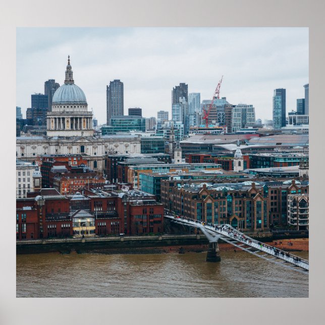 Poster Londres Skyline : St. Paul's Aerial View (Devant)