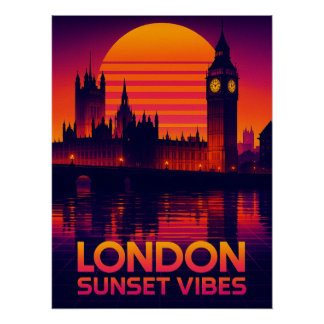 Poster Londres Sunset Vibes Retro Travel