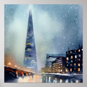 Poster Londres-The Shard (C), Aquarelle