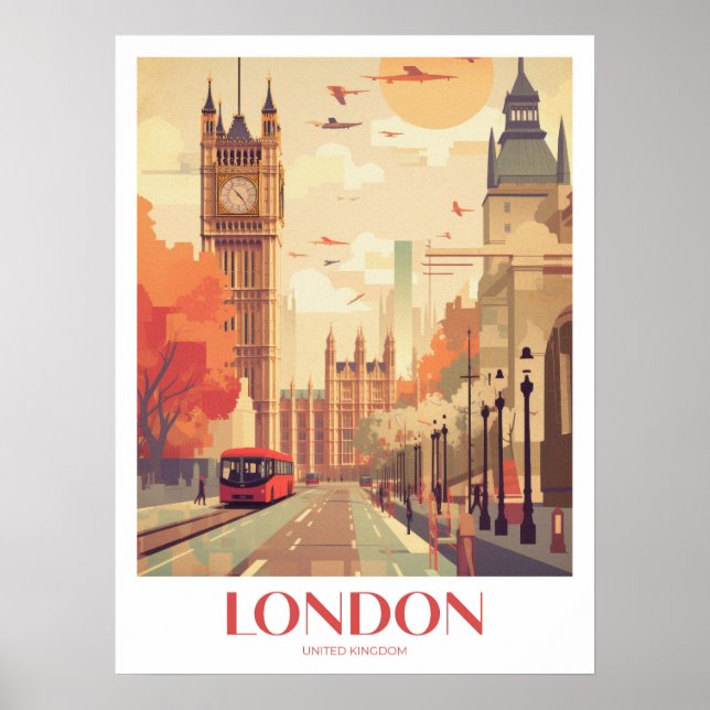 Poster Londres Travel Print Wall Art (Devant)
