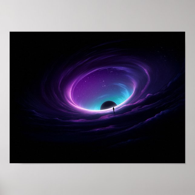 Poster Lone Figure at Edge of Purple Cosmic Vortex (Devant)