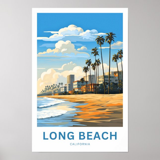 Poster Long Beach California Travel Print (Devant)
