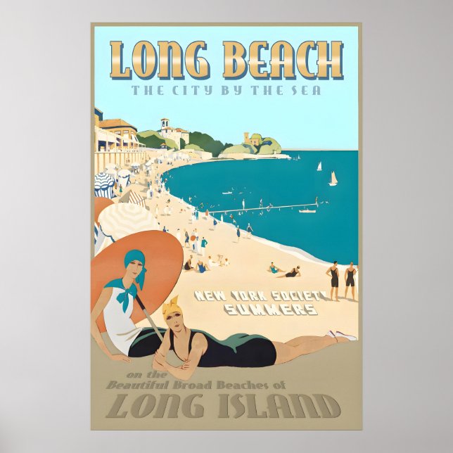 Poster Long Beach Long Island New York South Shore Retro (Devant)
