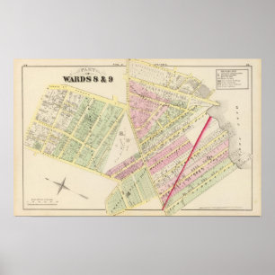 Poster Long étang et église baptiste de rue de Cranston