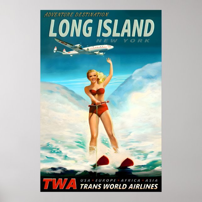 Poster Long Island New York TWA Trans World Airlines devi (Devant)