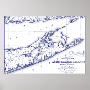 Poster Long Island The Hamptons Map VC