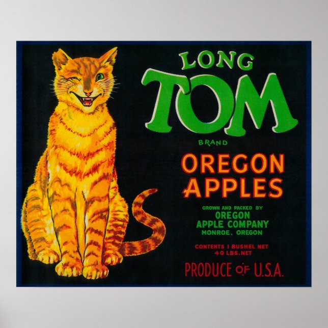 Poster Long Tom Apple Crate Label Monroe, OU (Devant)