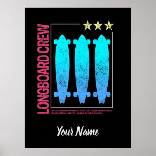 Poster Longboard Olli vintage design for skaters