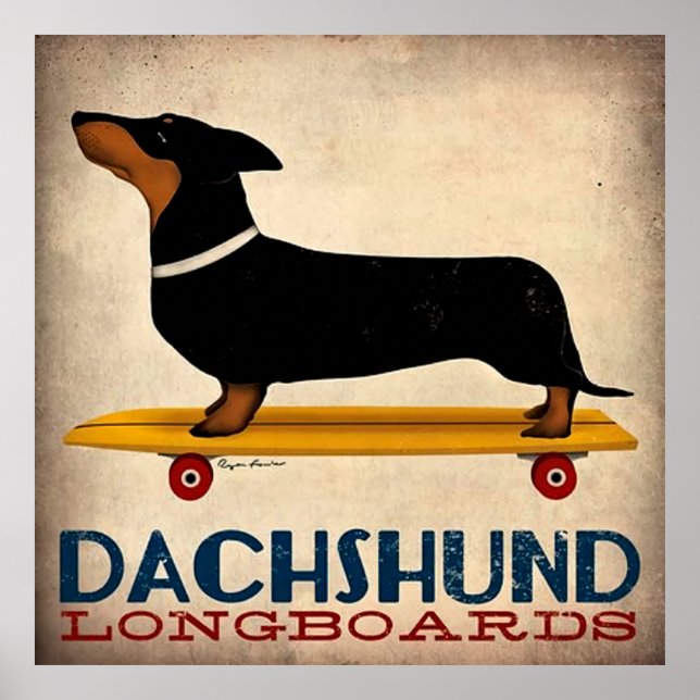 Poster Longboards Dachshund (Devant)