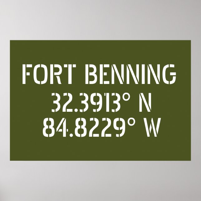 Poster Longitude de la latitude de Fort Benning (Devant)