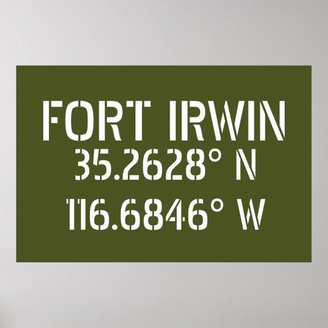 Poster Longitude de la latitude de Fort Irwin (Devant)