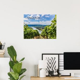 Poster Longuich Moselle Vignoble Panorama Allemagne
