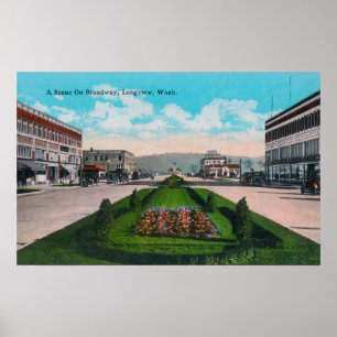 Poster Longview de la scène de Broadway, WA