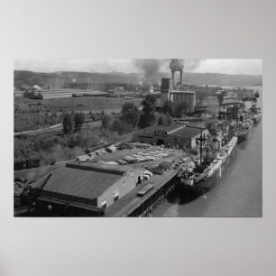 Poster Longview, WA - vue de port d'air