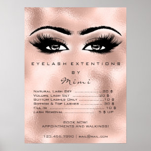 Poster L'or rose rougissent des prix de mèches de yeux de