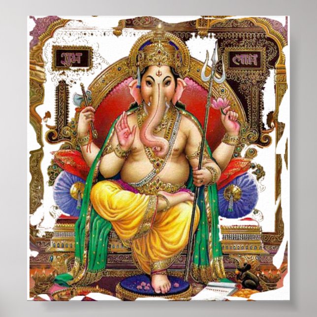 Poster Lord Ganesh, Grand Dieu Hindou Pour Le Bonheur (Devant)