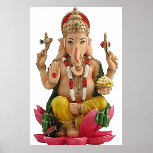 Poster Lord Ganesh Grand Dieu Hindou Pour Le Bonheur Rich