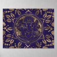Lord Ganesha Dot Art Purple et Or