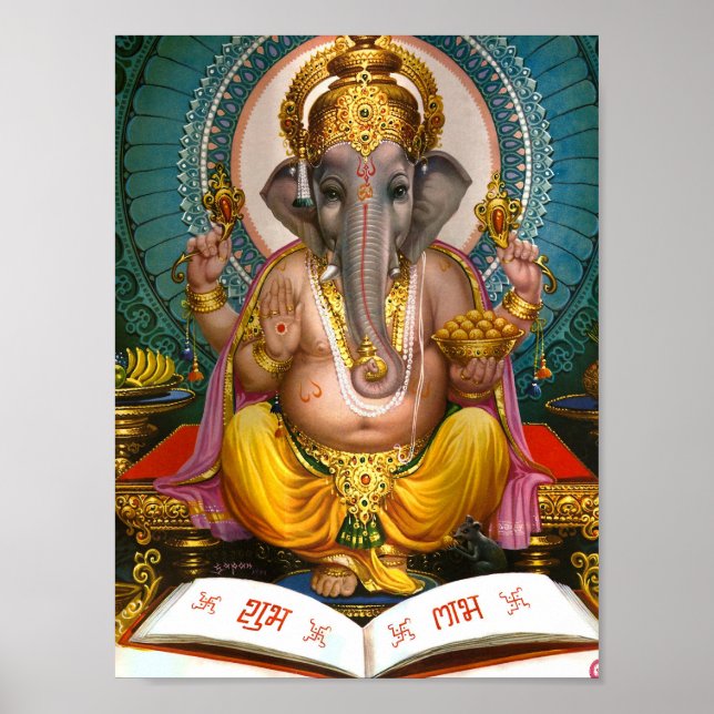 Poster Lord Ganesha Indian Hindu Yoga spirituel (Devant)