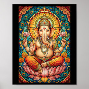 Poster Lord Ganesha Vitrail Dieu hindou Hindouisme 