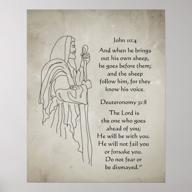 Poster Lord Good Shephere Go Before You Bible Scripture (Devant)
