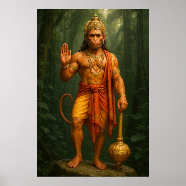 Poster Lord Hanuman | Le puissant dévot et protecteur (Devant)