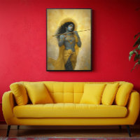 Lord Krishna Jouant L'Art Jaune Doré Flute