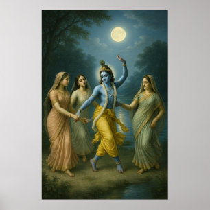 Poster Lord Krishna Rāsleela   Danse Divine de l'Amour