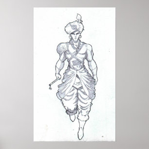 Poster Lord Krishna Sketch