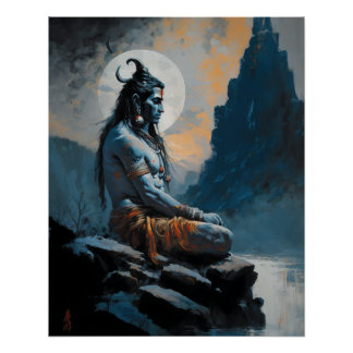Poster Lord shiva méditation, chauffage au foyer, cadeau,