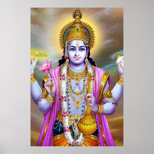 Poster Lord Vishnu Floral Art (Devant)