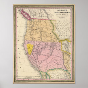 Poster L'Orégon, la Californie supérieure et le Nouveau
