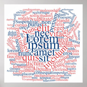 Poster Lorem Ipsum Word Cloud - version bleu-rouge