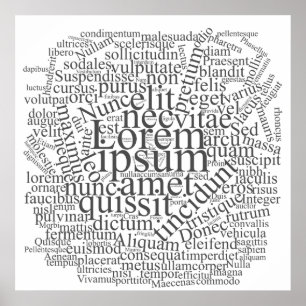 Poster Lorem Ipsum Word Cloud - version gris