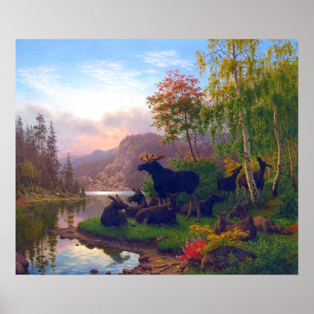 Poster L'orignal majestueux dans un paysage d'automne sué (Devant)