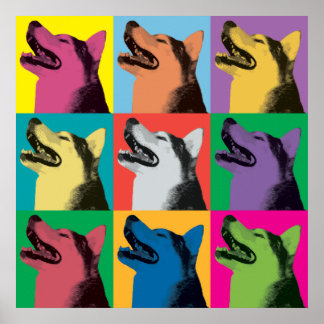 Poster L'ornement de pop-art sibérien Husky