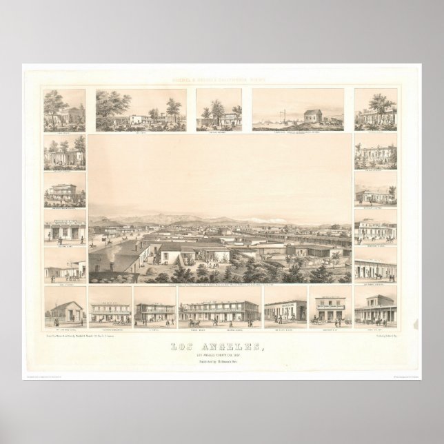 Poster Los Angeles, CA. Carte panoramique 1857 (0903A) (Devant)