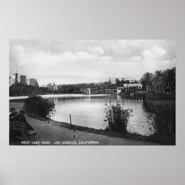 Poster Los Angeles, CA West Lake Park City View (Devant)