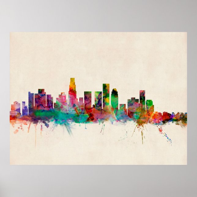 Poster Los Angeles California City Skyline (Devant)