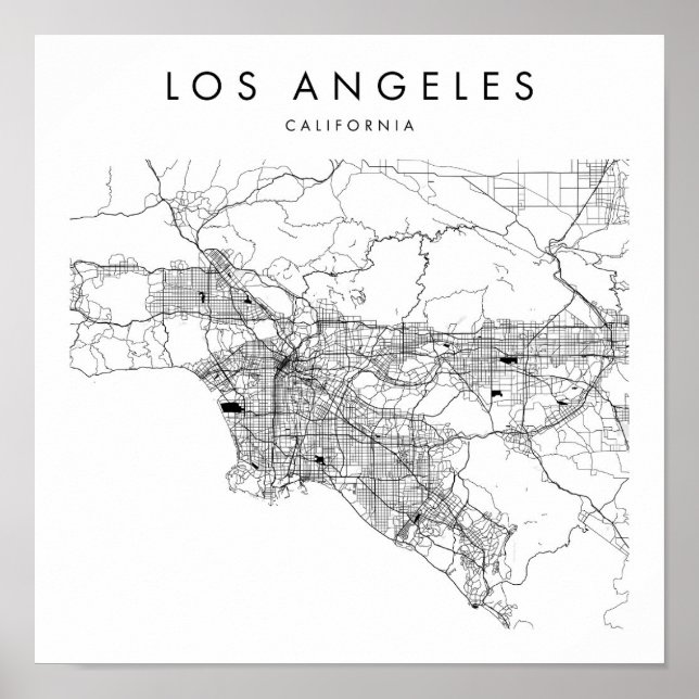 Poster Los Angeles California Minimal Modern Street Map (Devant)