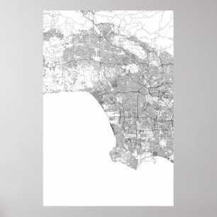Poster Los Angeles, Californie (noir sur blanc, blanc)