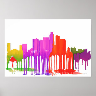 POSTER LOS ANGELES, CALIFORNIE PUDDLES SKYLINE -