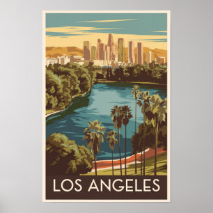 Poster Los Angeles Echo Park Lake Voyage Art Vintage