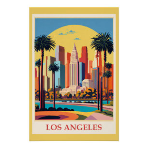 Poster Los Angeles, illustration Art Déco,
